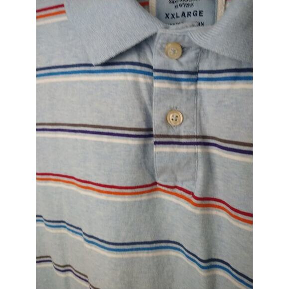 $ Old Navy Men's XXL Polo Striped Blue Shirt Short Sleeve Two Button Close - Picture 4 of 10